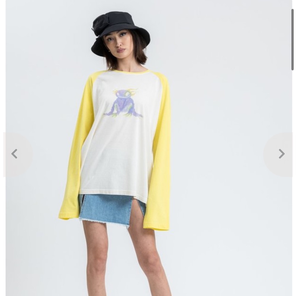 New We11done Yellow Monster Long Sleeve Raglan‎ T-shirt Top Shirt